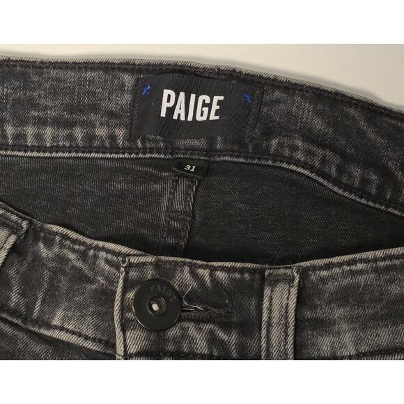 PAIGE Croft Straight Leg Jeans Black / Gray NormCore Indie Grunge Skater Biker - Picture 3 of 9